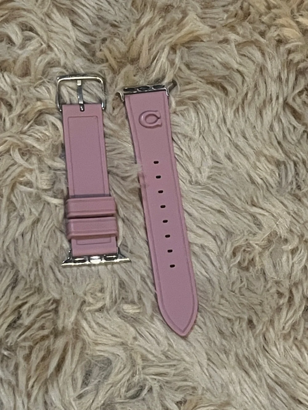 Coach Lilac Pink Leather Watch Strap with Silver Buckle - Picture 3 of 3
